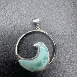 Sterling Wave Pendant with Light Turquoise Stone
